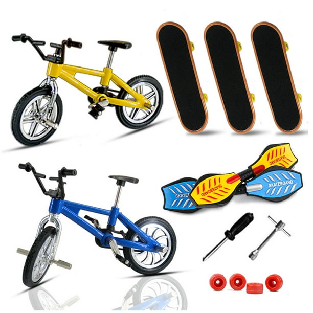 6 Packs Finger Bikes Mini Finger Mountain Bikes with Brake Ropes Finger Bicycle Toy with Replacement Wheels and Tools Boy Toy Creative Game Gifts for Party Favors